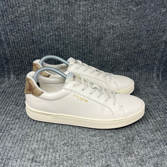 Coach Clip Low Top Lace Up Sneakers Cream White Women’s 9.5 B - Picture 1 of 8